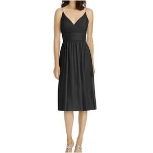 Jenny Packham Pleated Bridesmaids Slip Midi Dress Sleeveless Black Size 14